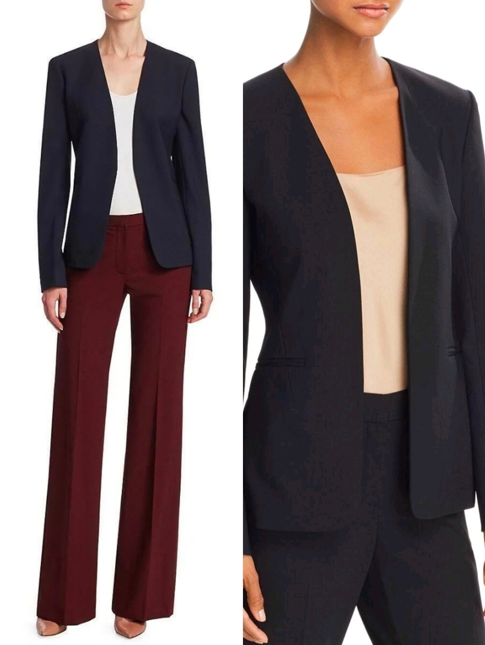 Theory Black Linen Isita Long Sleeve Blazer Jacket